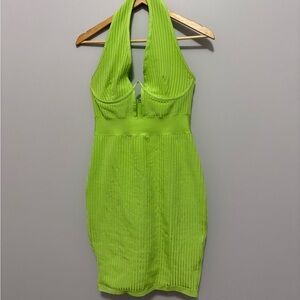 Bandage Vibrant Green Halter Dress Size Medium